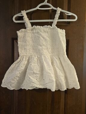White Eyelet Peplum Tank Top